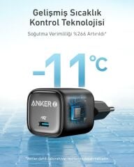 Anker Zolo 30W GaN USB-C Şarj Cihazı - Siyah - A2698
