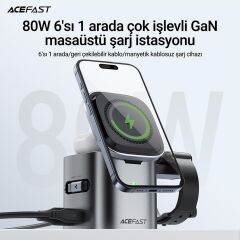 Acefast 6in1 80W GaN Masaüstü Şarj İstasyonu - Z9