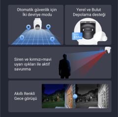 Ezviz C8C 5MP 3K 360° Dönebilen Dış Mekan Wi-Fi Güvenlik Kamerası, Yapay Zeka İnsan Algılama, Renkli Gece Görüşü, Su Geçirmez